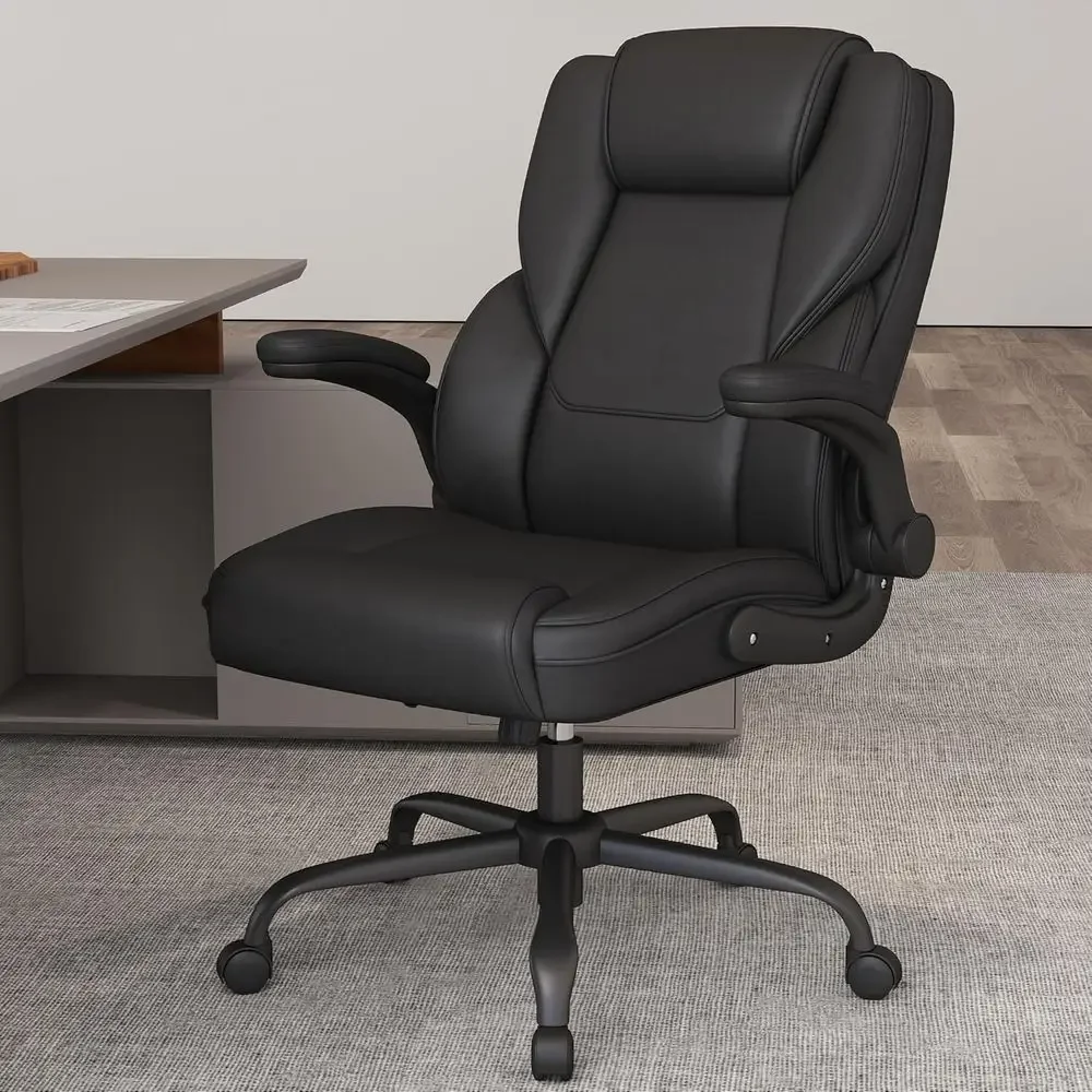 Ergonomic High-Back PU Leather Office Chair with Adjustable Height, Lumbar Support, and Rocking Feature