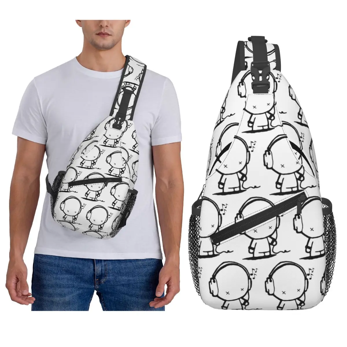شخصية الموسيقى الكرتون حقيبة صدر للرجال حبال Crossbody على ظهره حقيبة صدر للرجال السفر المشي لمسافات طويلة Daypack حقيبة كتف #1