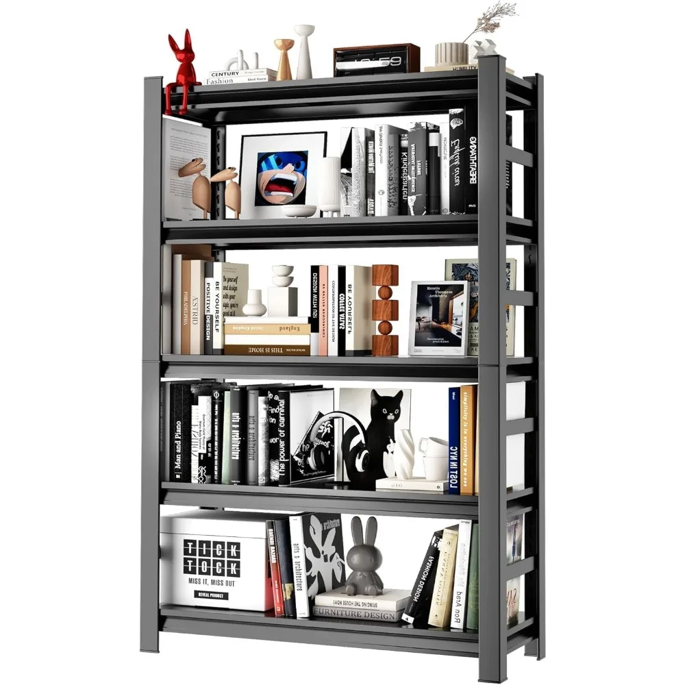 

Book Shelf, 5 Tier Metal Wide Bookshelves, Adjustable Black Book Shelf Organizer, Open Bookshelf for Living Room & Bedroom