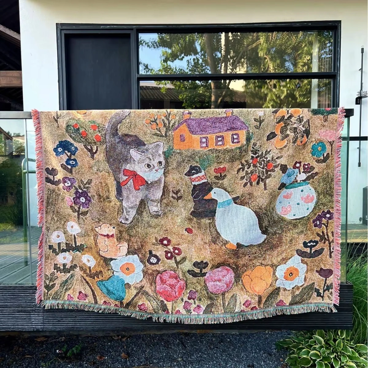 

Kawaii Korean Tapestry Bohemian Blanket for Sofa Chair Table Bed Outdoor Picnic Camping Blanket Boho Sofa Cover Throw Blanket
