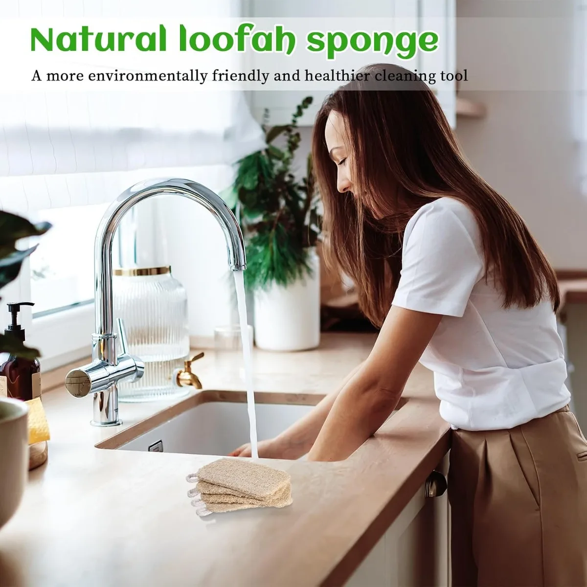 Compostable Natural Loofah Sponges 10 PCS Natural Sponges Loofah Dish Sponge Uses For Kitchen