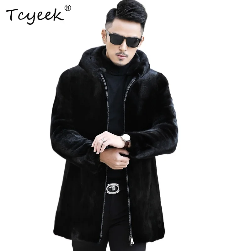 Tcyeek Natural Mink Fur Coats Man Clothing Winter Jacket Men Fashion Whole Mink Real Fur Coat Hoodie Натуральный Мех Hot Sale