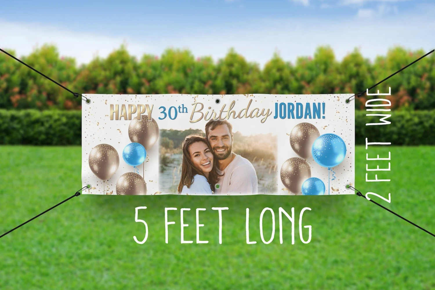 Extra LARGE Birthday Banner  with Picture -Gold and Silver Birthday Sign -Birthday Flag -Senior Birthday-Picture Banner Birthday