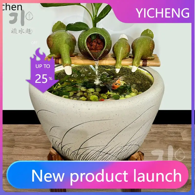 

LYY Fish Tank Ceramic Jar Open Circulation Water Courtyard Garden Landscape Decoration Oxygenation Filter Ornament