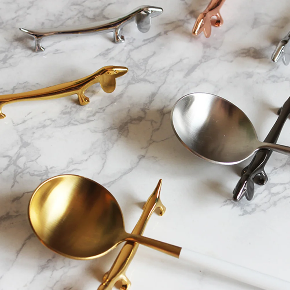 

Premium Material Dog Chopstick Rest Creative Design Spoon Fork Holder Stand for Long Term Use Rose Gold