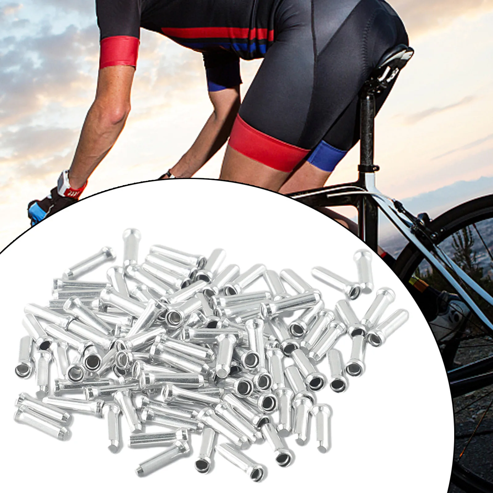 

Bulk 100 Count Cycling Accessory Kit Precision Aluminum 2mm Brake Cable Crimp Ends Derailleur Wire Tip Cap MTB Bike Maintenance