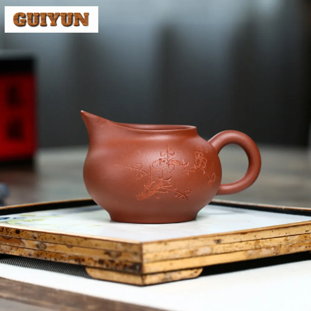 170ML Yixing Purple Clay Tea Pitcher Handmade Raw Ore Qingshui Mud Tea Divider Justice Cup Fair Cup Zisha Teaset Accessories