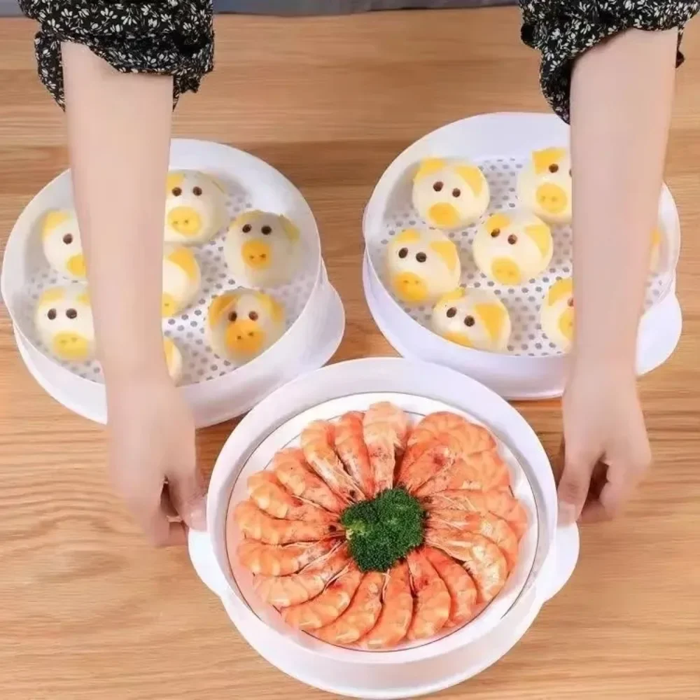 

New Multi-layer Plastic Steamer Large Capacity High Temperature Heating Steamed Buns Steamers Steaming Rack Steaming Tray