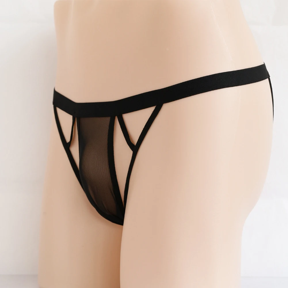 

Thin Belt Bandage Exotic T-back Thong Men Sexy Mesh Transparent G-string Bulge Pouch Mini Briefs Intimates Backless Underwear A5