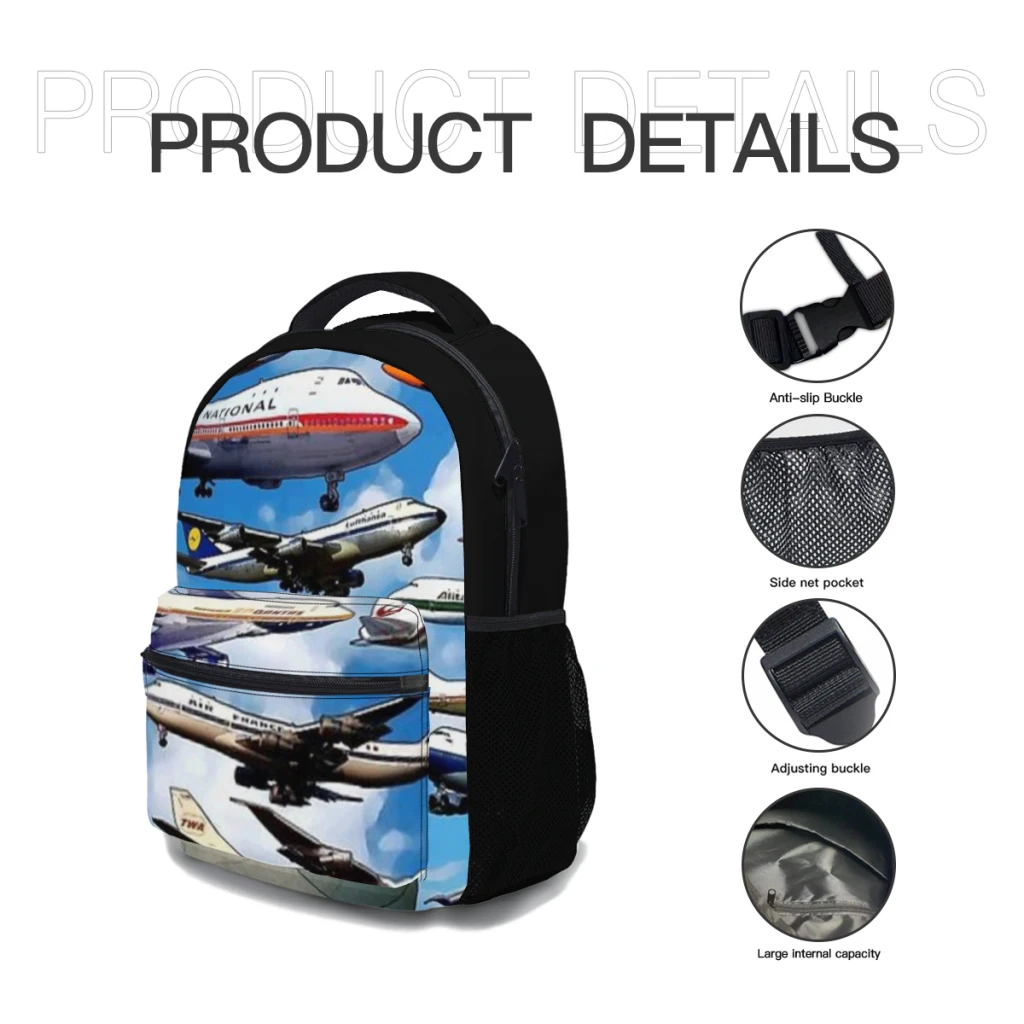 Jumbo Jets Sky Nieuwe Vrouwelijke Mode Kids Hoge Capaciteit Waterdichte College Rugzak Trendy Meisjes Laptop Schooltassen 17Inch ﻿ ﻿