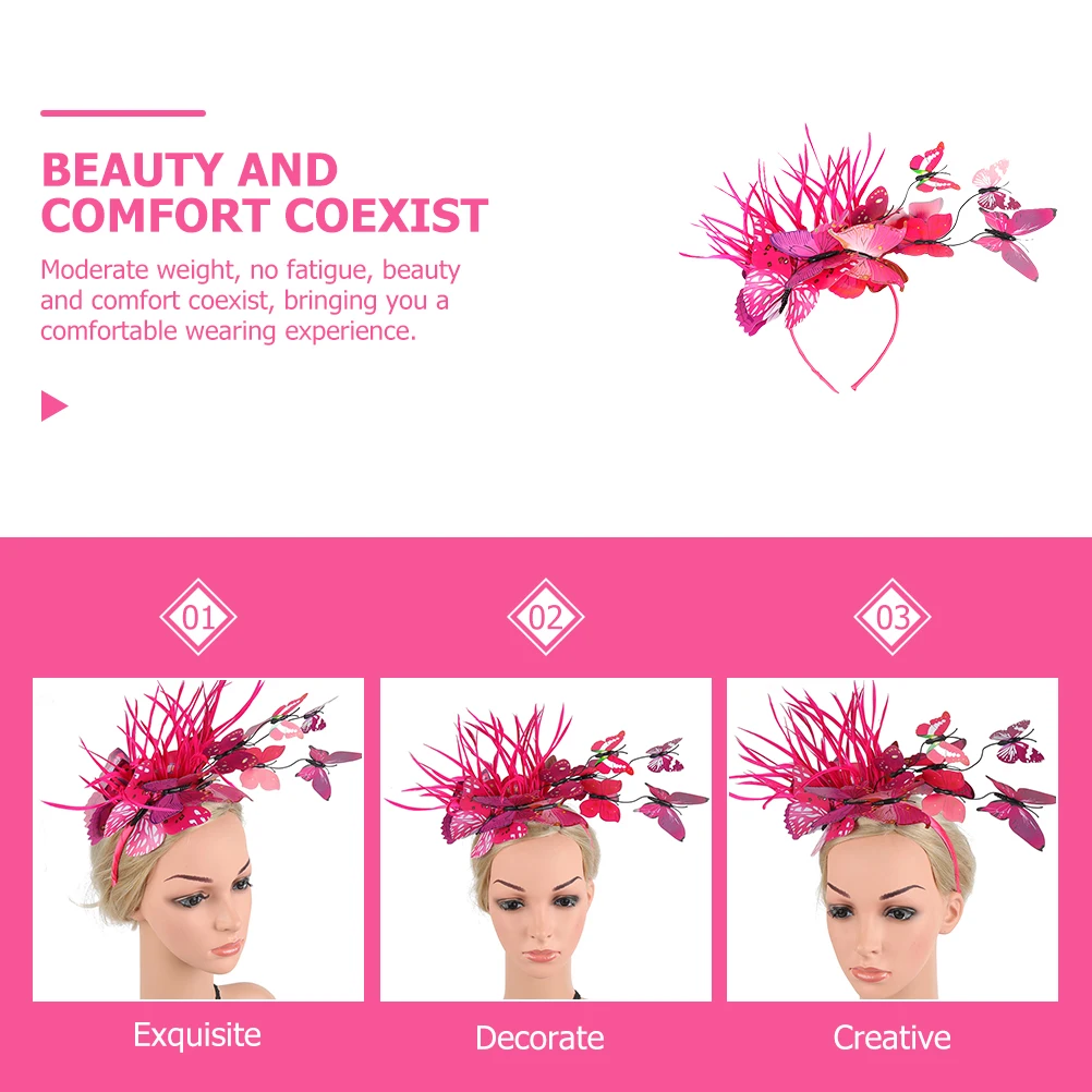 

Butterfly Headband Fascinators Women Tea Party Hat Elegant Hair Accessories ABS Resin Lightweight Comfortable Wedding Bridal