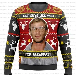 Jeffrey Dahmer Ugly Christmas Sweater Cartoon Anime Women Men Pullover Tops 2025 New Fashion Couple Hoodie Sweatshirt