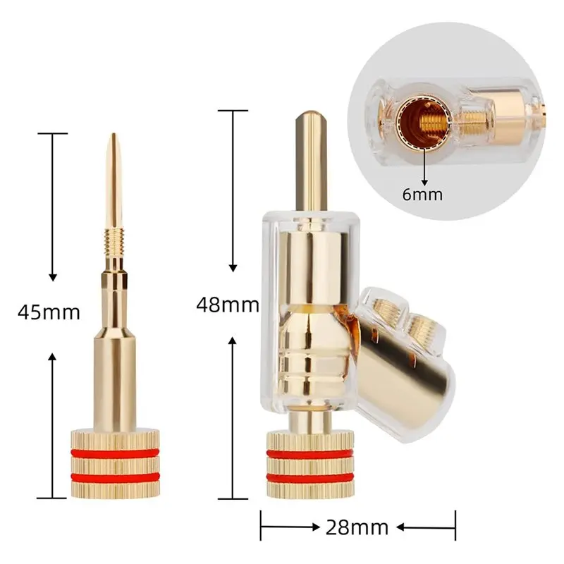 DTB7 Locking Banana Plug 8Pcs Double Screw Speaker Connector for 8-15 Gauge Wire Home Theater