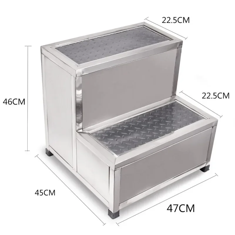 Thickened Stainless Steel Foot Stool Baffle Type Lightweight Industrial Ladder Stool Steps Two or Three Steps Home Shopping Mall