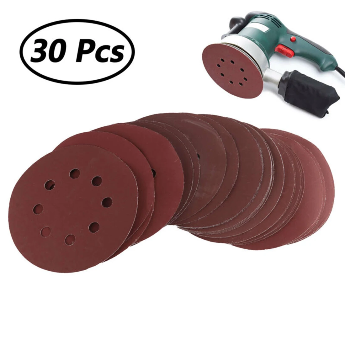 30Pcs 5 Inch 125mm 800-2000 Grit Flocking Sanding Discs Round Abrasive Sandpaper For Wood Metal Auto Furniture Polishing Sander