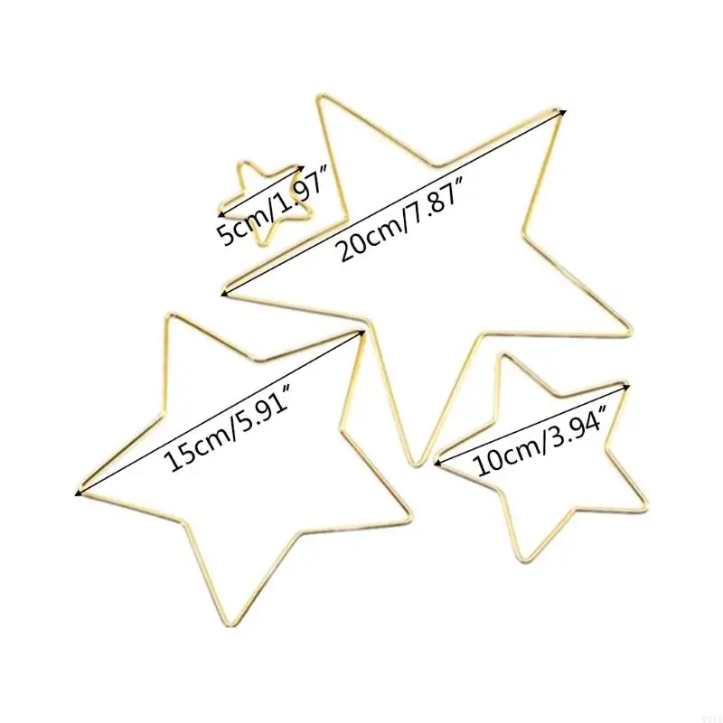 W91B Metal Macrame Star Hoop Circle Ring Star Shaped Frame 50-200mm