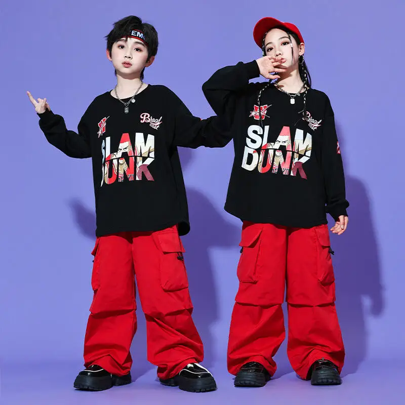 

Kawaii Girl Fashion Performance Costume Sweatsuit Work Pants Student Cartoon Casual Dance Tops 2-Piece Set Children's Clothing