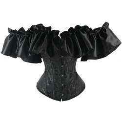 Off Shoulder Corset Blouse Sexy Gothic Bustiers Corsets Top Ruffles Corset Belt Slimming Modeling Strap Corselet Shapewear Women