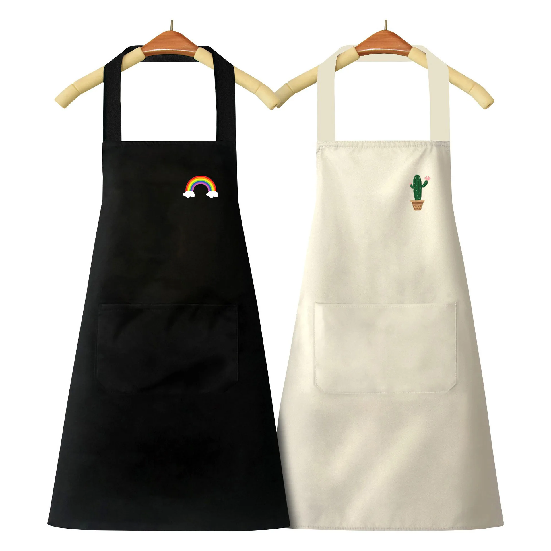 Kitchen Waterproof Apron for Men and Women, Wholesale Cartoon Rainbow Cactus Apron, Oil Resistant and Fast Delivery