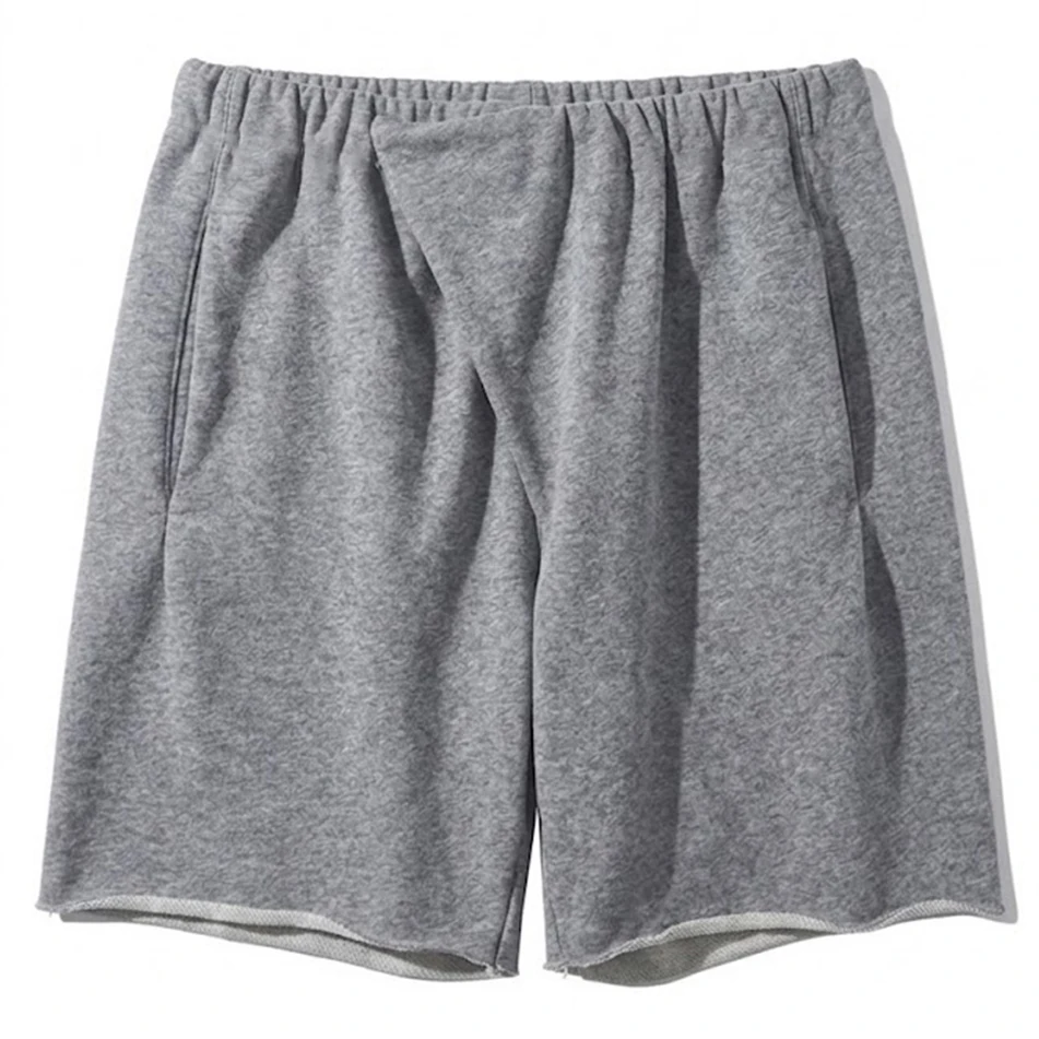 Lazy Style Summer High Waist Cotton Shorts with Cuff Design Elastic Waistband Vintage Feel Casual Men's Shorts