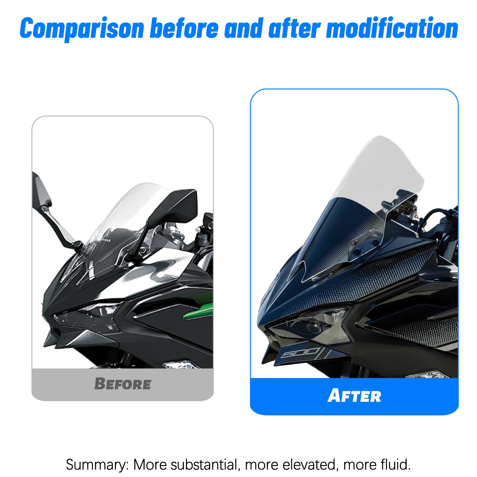 For Kawasaki Ninja 500 SE 2024 2025 NINJA500 Motorcycle Windscreen Wind Deflectors Double Bubble Windshield Screen