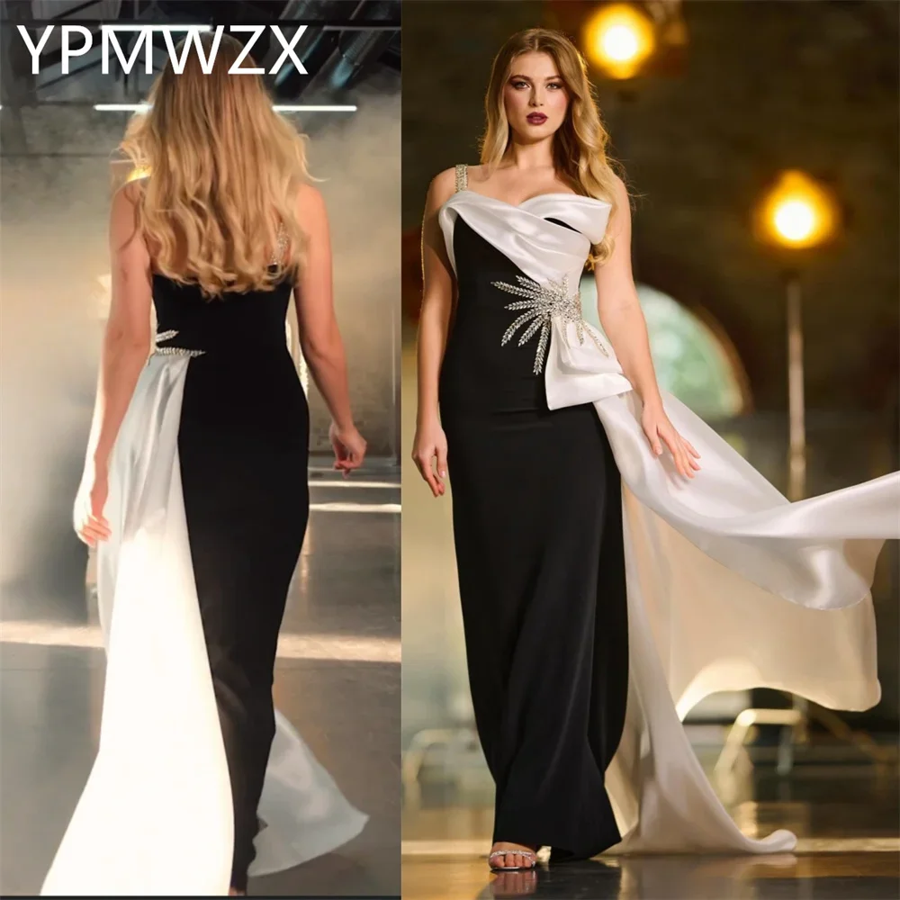 

Customized Evening Dress Party Occasion Women Formal YPMWZX Spaghetti Strap Column Floor Length Skirts Vertically Bespoke