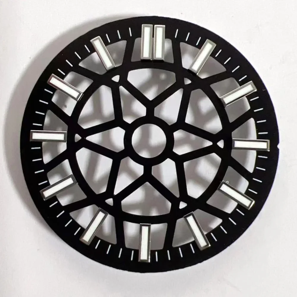 NH70 28.5mm Hollow Flower Skeleton Watch Dial for NH70/NH35/NH36 Automatic Movement Mod Accessories Green Lume Dial Face