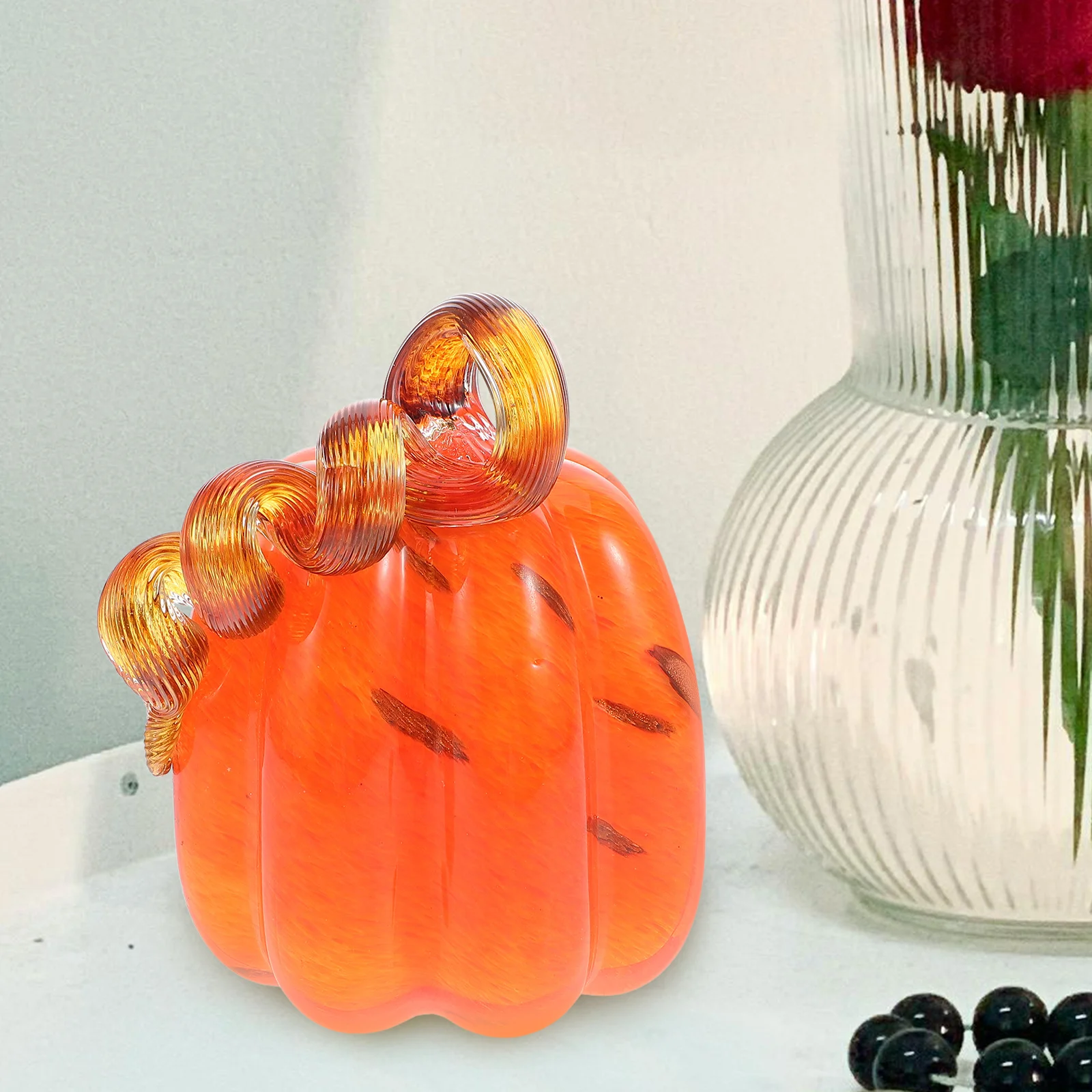 

Hand Blown Glass Pumpkin Crystal Ornament Tabletop Halloween Thanksgiving Fall Harvest Pumpkin Decoration Centerpiece