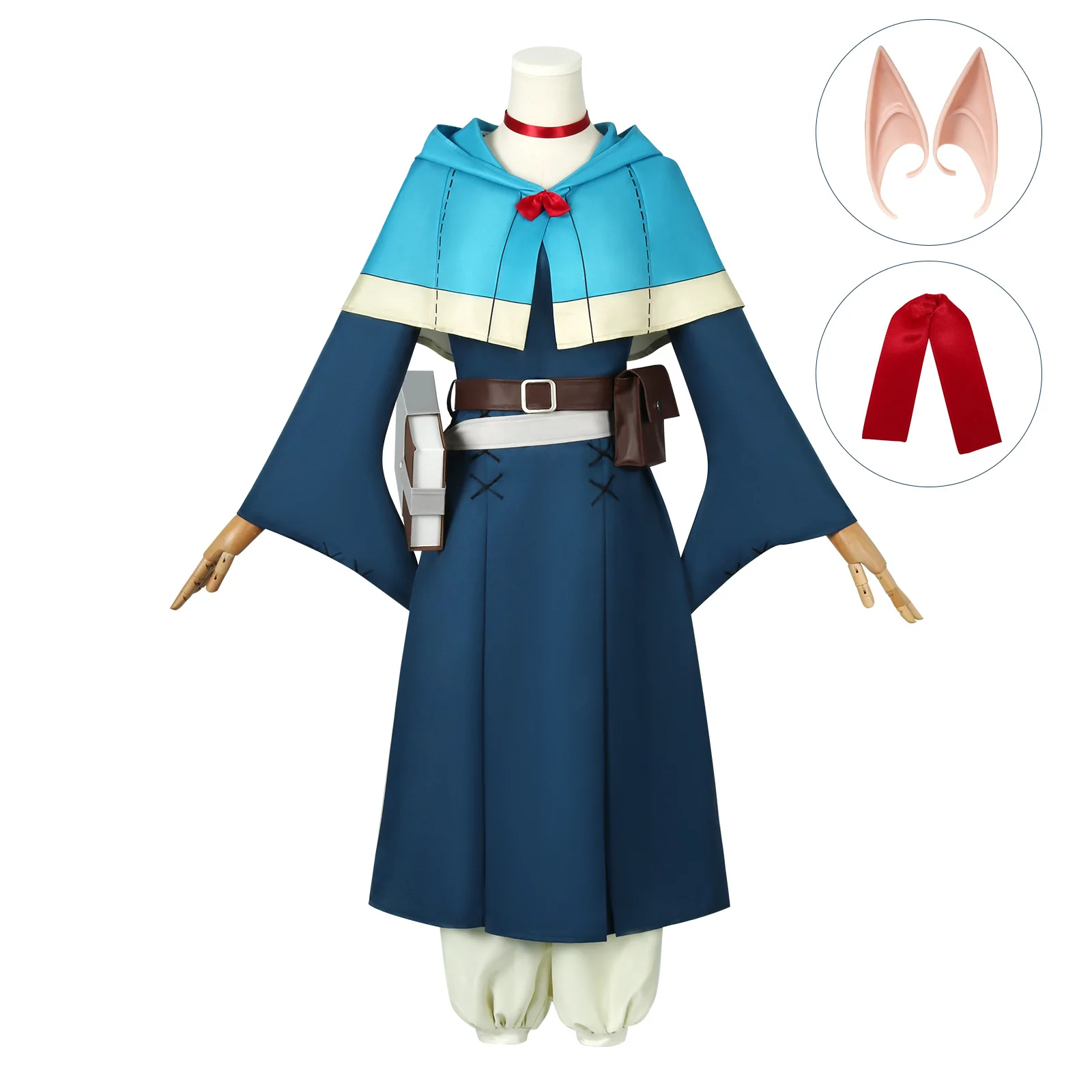 

AnimeMarcille Donato Cosplay Costume Delicious in Dungeon Disguise Uniform Cloak Dress Wig Set Party Role Play Outfit for Women