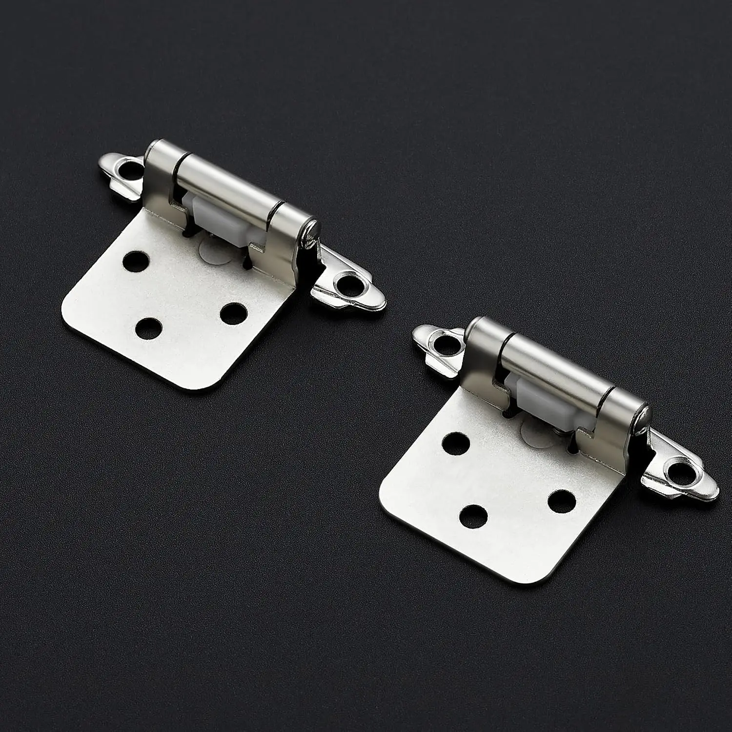 Brushed Nickel Cabinet Hinges, 1/2 Inch Overlay, 60 Pack (30 Pairs)