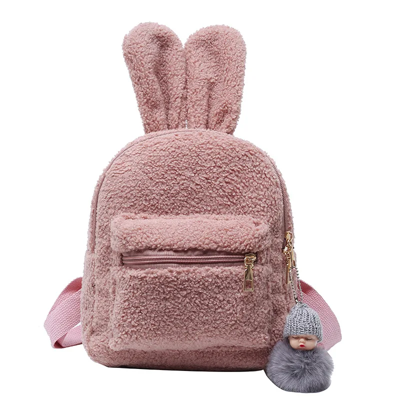 Personalized Name Bunny Backpack Embroidered Name Mini Backpack Rabbit Ear Women Travel Shoulder Bags Plush Backpack Custom Name