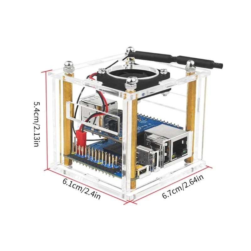 Casing Akrilik Bening Tahan Lama dengan Kipas & Heatsink untuk Pendingin OrangePi Zero3