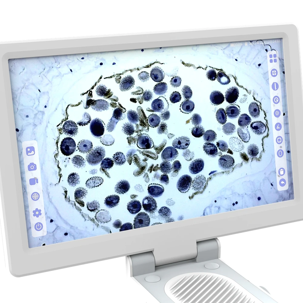 Imagem -03 - Microscópio Digital Biológico com Tela Sensível ao Toque Lentes Objetivas Ópticas Lupa Stem Kids Documentos de Medida 1600x Ips