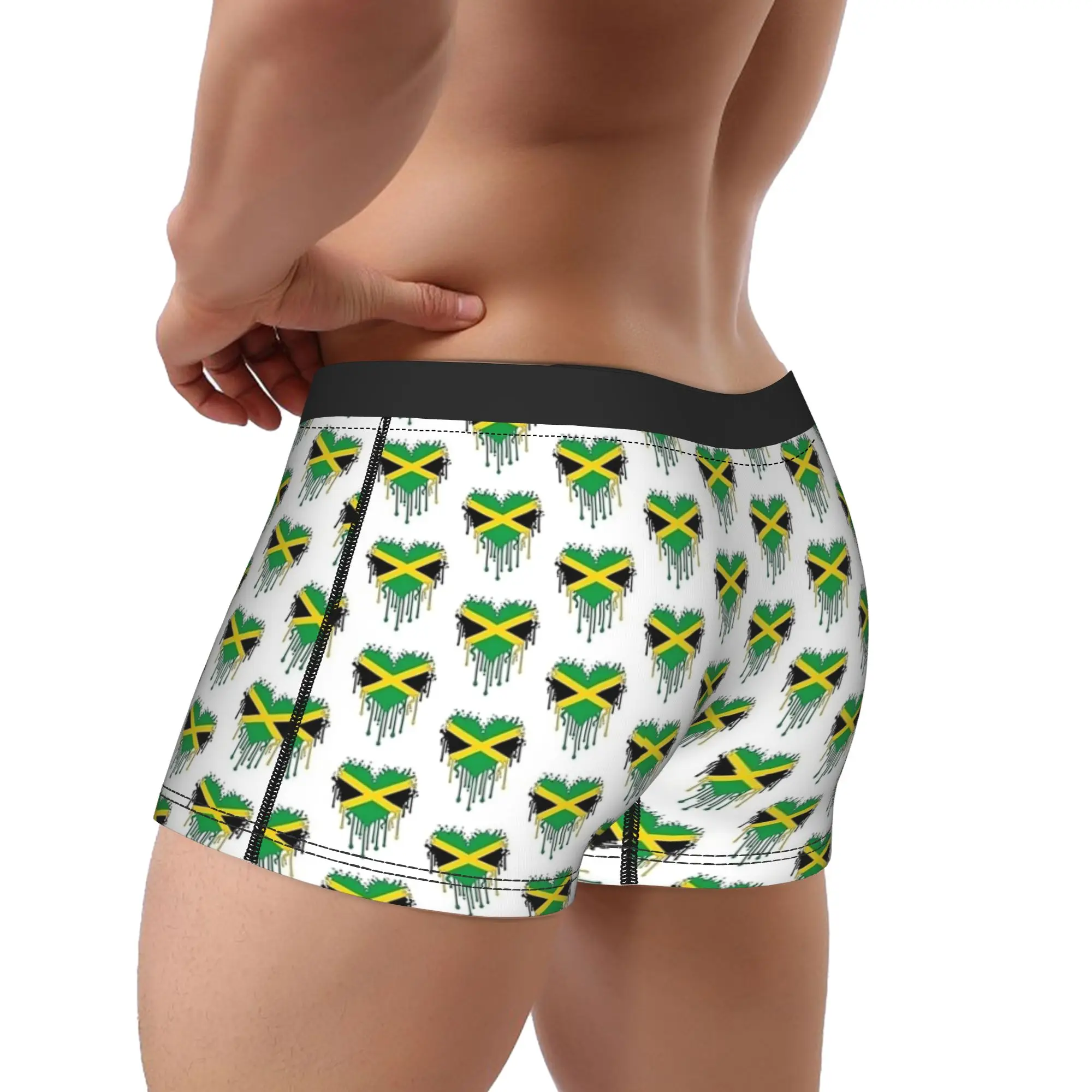 Heart Shaped Jamaican Flag Underwear  Man Panties Customs Breathable Boxer Shorts High Quality Boxer Brief Plus Size