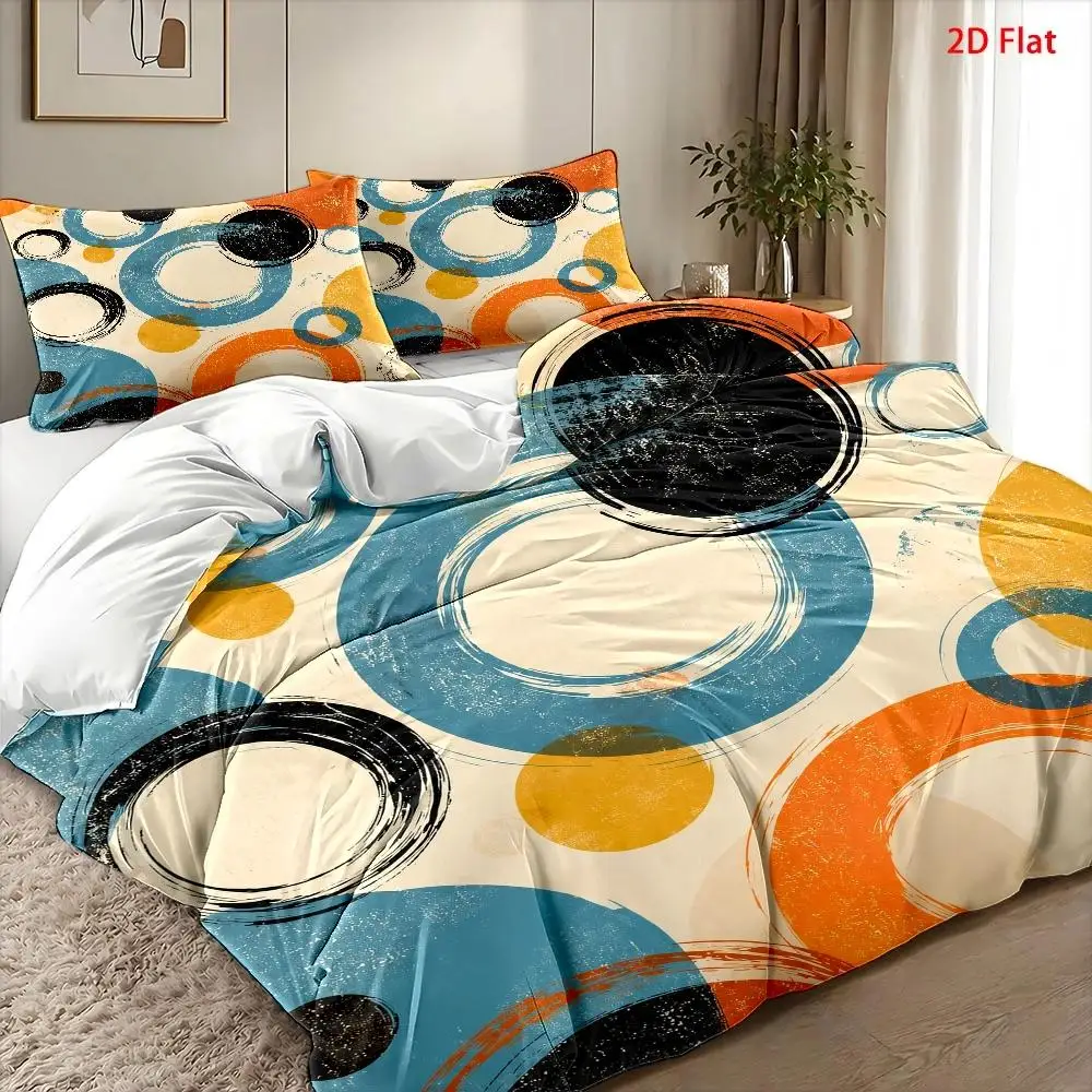 3Pc Modern Minimalist Printed Duvet Cover Set, 1*Duvet Cover + 2*Pillowcases, Nordic Style Skin-Friendly Breathable Double Bed Bedding Set, Quilted Duvet Cover with Hidden Zipper, Bedroom Decorative Set, Soft and Comfortable, Wrinkle-Resistant, Easy to Clean, Durable Bedding, Suitable for All Seasons, Machine Washable, Dormitory/Master Bedroom/Guest Room Bedding Set, Light Luxury Style Cozy Home Decor, Student Dormitory Bed Cover Set, Large Double Bed Cover, 3-Piece Bedding Set for Home