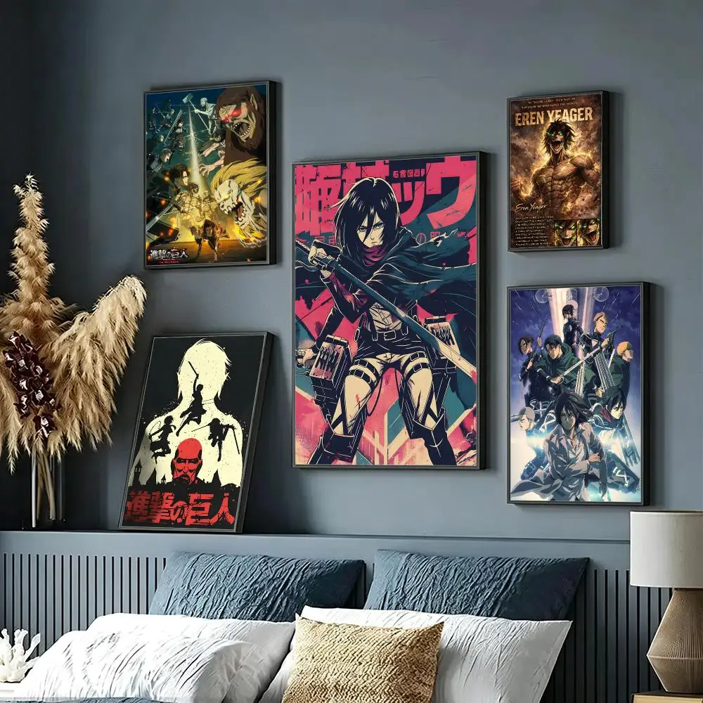anime Attack on Titan Poster Wall Posters Self-Adhesive Wall Stickers Home Decoration for Bedroom Living Room