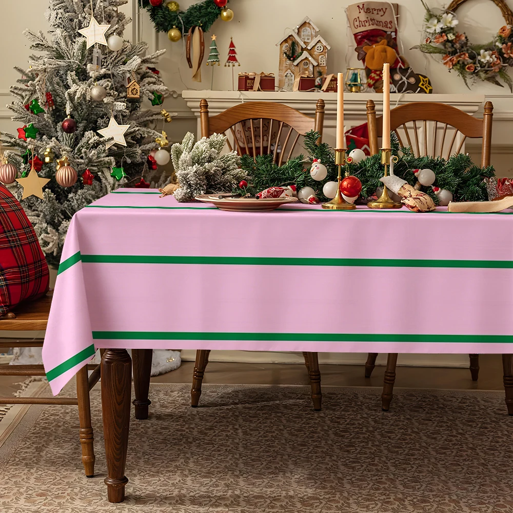 Pink Green Floral Fresh Table Cloth Waterproof Tablecloth Spill Proof Table Cloth, Wipe Clean Table Cloth for Dining Camping