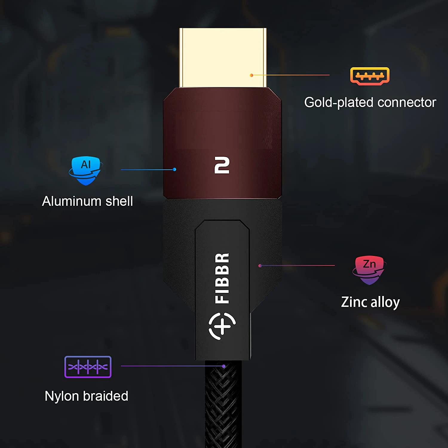 FIBBR 4K HDMI 2.0-Compatible Cable 18Gbps Support 4K 60Hz 2K 144/165Hz Compatible with Fire TV PlayStation PS4 PS3 PC