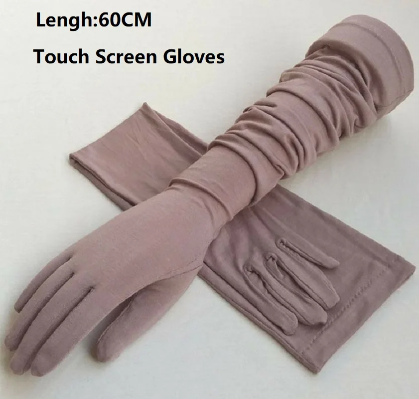 Women Driving Long Gloves UV Protection Full Arm Sleeves For Womens Ladies Touch Screen Gloves Spring Summer Purple Gray Gloves