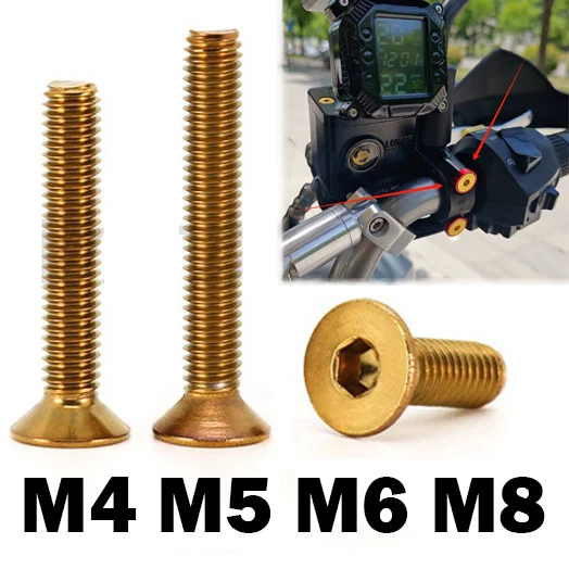 304 Stainless Steel Countersunk Hexagonal Steering Wheel Screw / Titanium Gold Fixing Bolt M4 M5 M6 M8