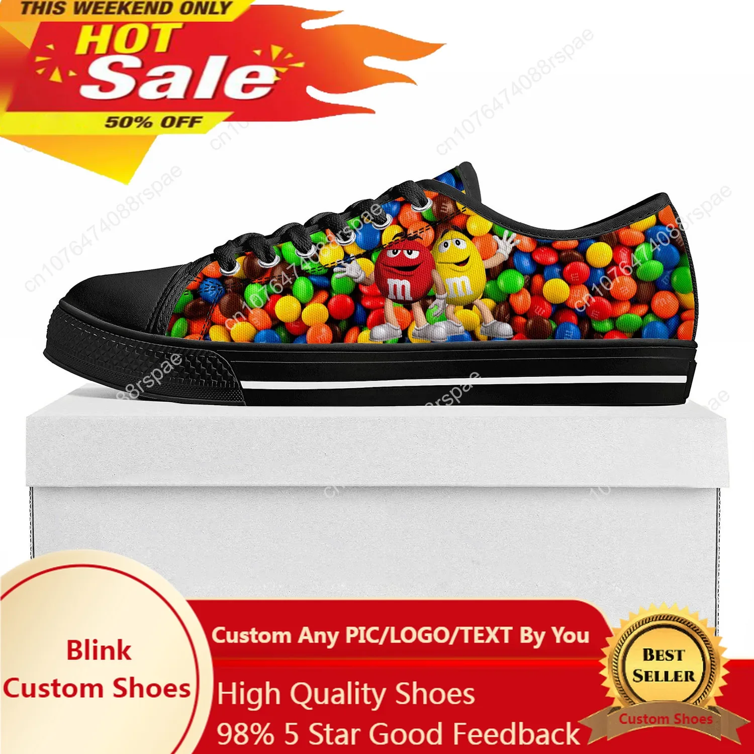 M Chocolate Cartoon Low Top High Quality Sneakers Mens Womens Teenager Pop Canvas Sneaker Prode Casual Couple Shoes Custom Shoe