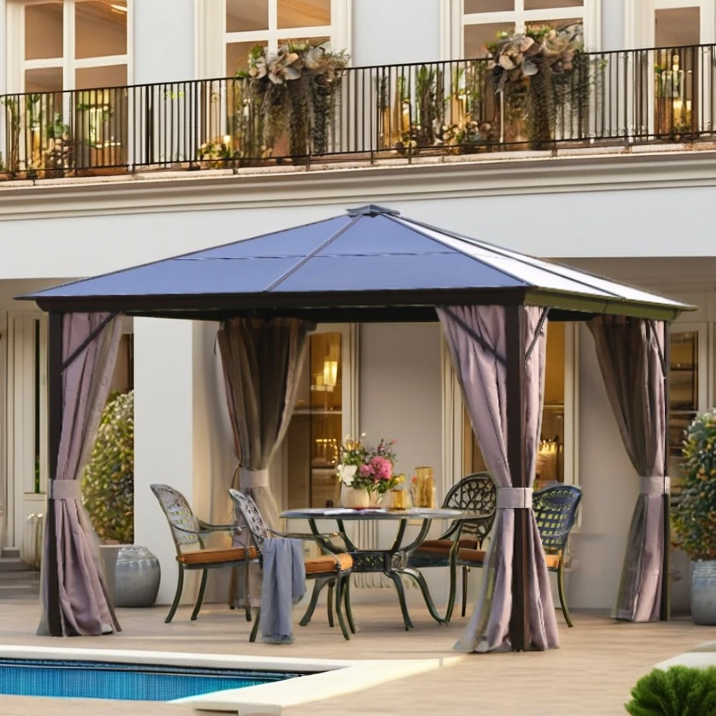 Large Outdoor Waterproof Gazebo With PVC Roof Nature Pressure Treated PC For Home Backyard Camping Parties Factory Price