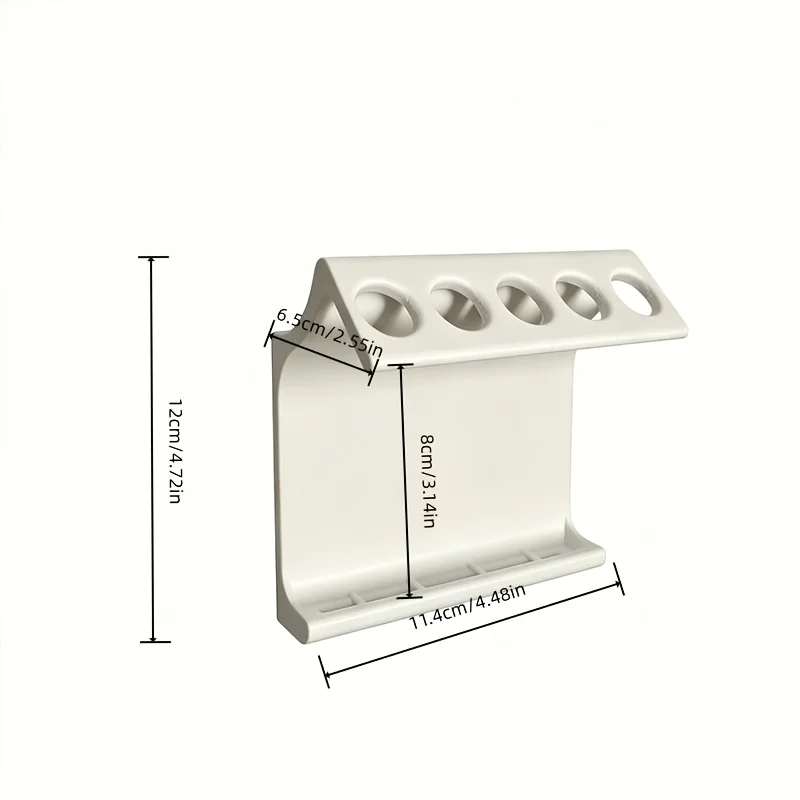 Punch-Free Wall-Mounted Toothbrush Holder, 5-Hole Household Toothbrush Storage Rack, Requires Adhesive for Installation
