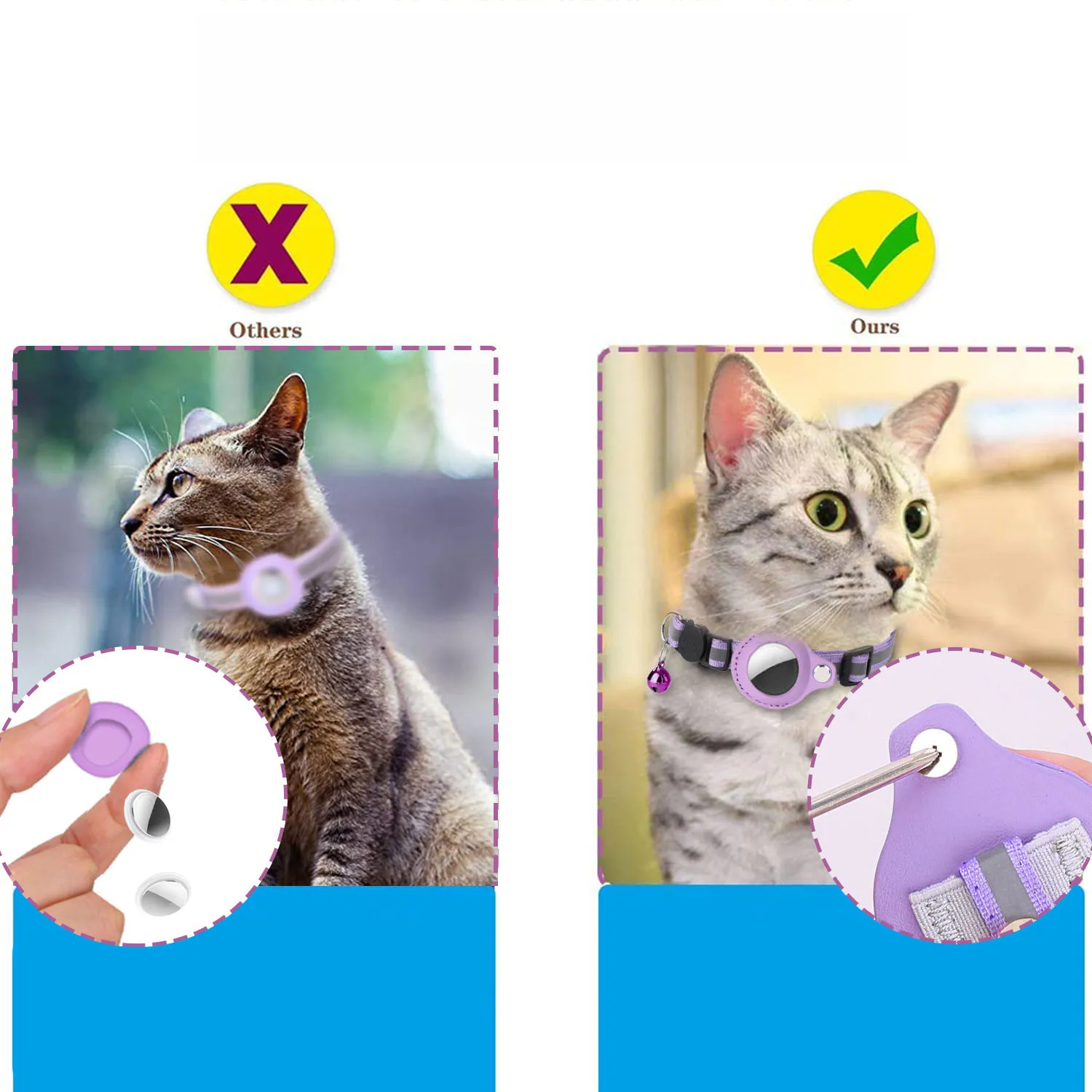 Pet GPS Accessories Anti-Lost Cat Collar Apple Airtag Tracker Protective Case With Bell Reflective Cat Necklace Kitten tool