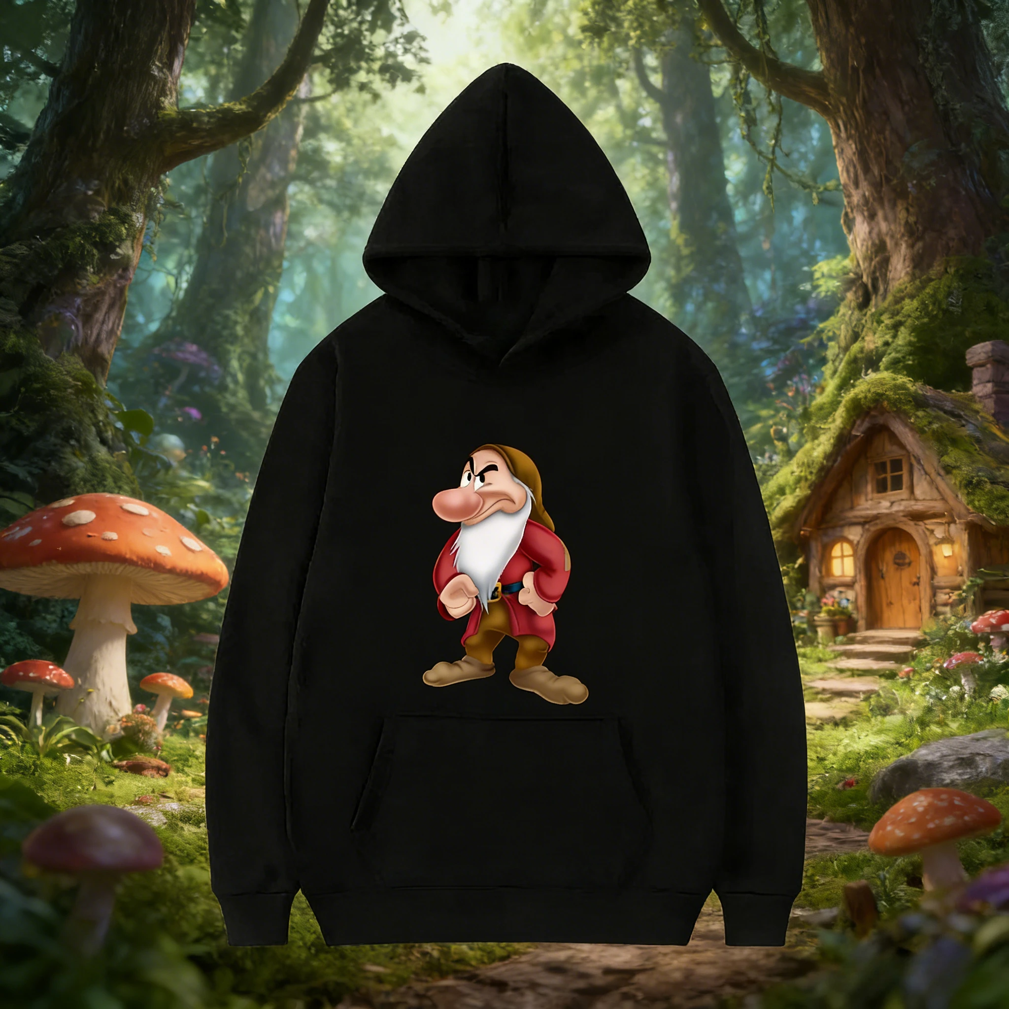 سويت شيرت ديزني سنو وايت الأقزام السبعة المزخرف بقلنسوة لخريف/شتاء 2025، سويت شيرت فضفاض غير رسمي، هوديي للجنسين #1