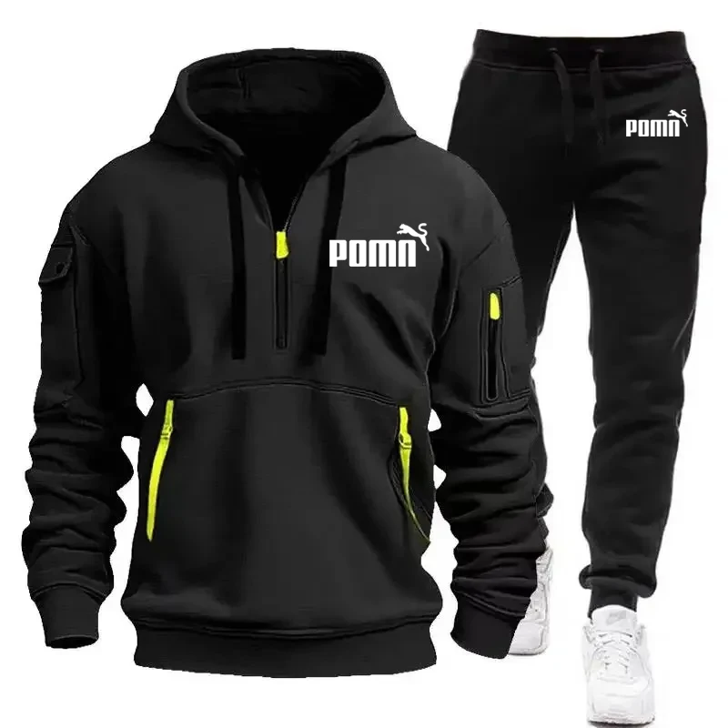 

2025Spring and Autumn New Men's Fashion Casual Sports Hoodie Set, Zipper Hoodie+Sports Pants Two Piece Set