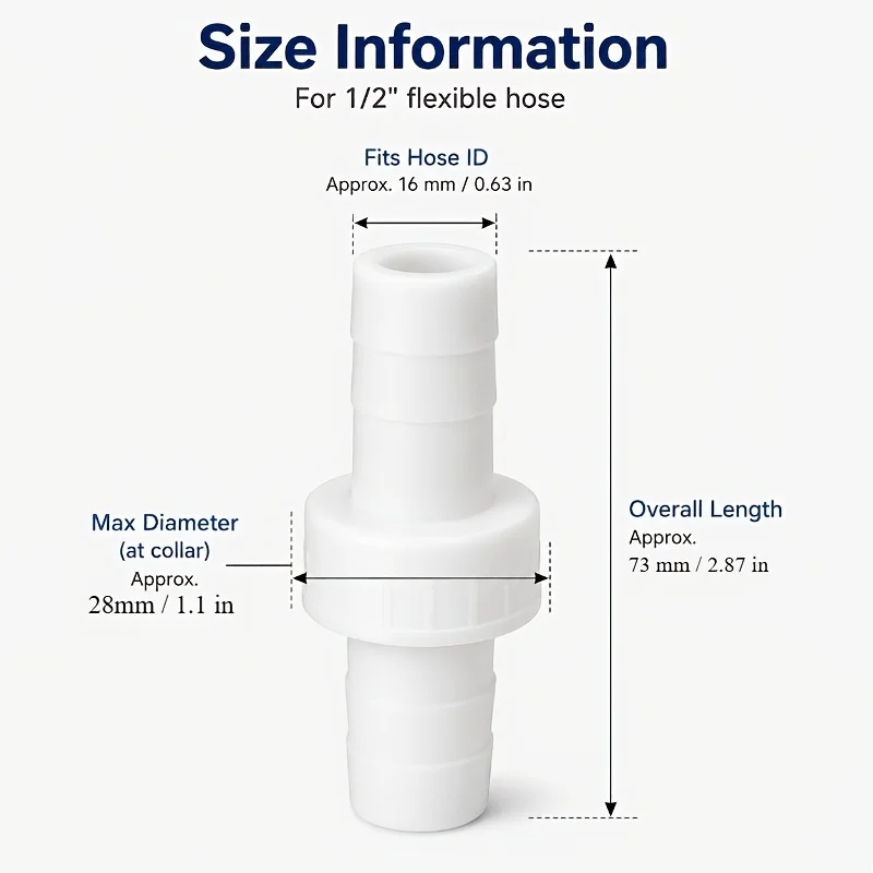 5Pcs 1/2-Inch Hose Coupling, HDPE Plastic Straight Through Hose Connector, Suitable for Approximately 16mm Hose