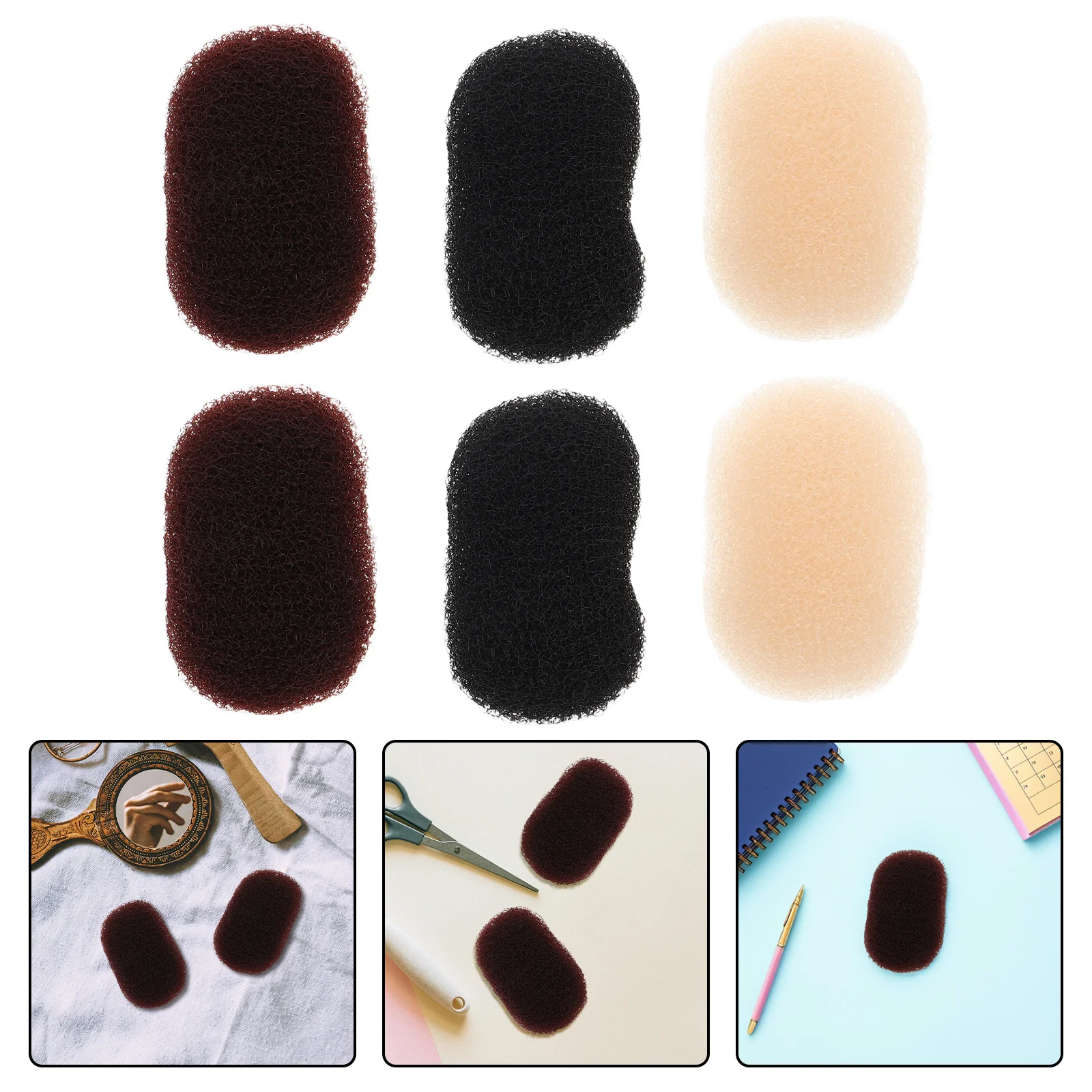 

6pcs Bump Clips For Volume Puff Cushion Pad Bun Base Women Girls Invisible Root Lifter Volumizing Hair Styling Tool Hair Volume