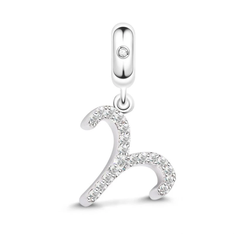 Sparkling 12 Star Charm Constellation Sign Bead DIY Jewelry WomenGift Accessory Fit Original 925 Sterling Silver Bracelet Bangle