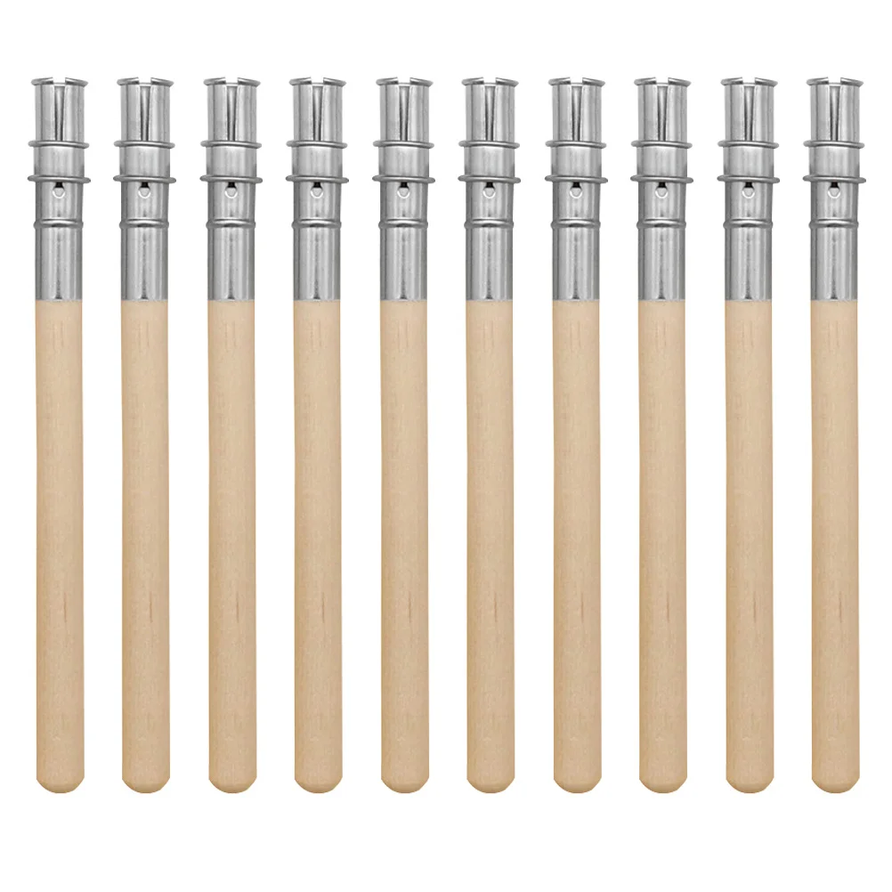 

10Pcs Eyebrow Pencil Extenders Stainless Steel Wood Metal Holder Extenders for Sketch Brow Pencils Eyebrow Pencil Extender